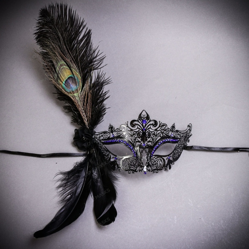 Peacock Feather Venetian Laser Cut Masquerade Mask for Women